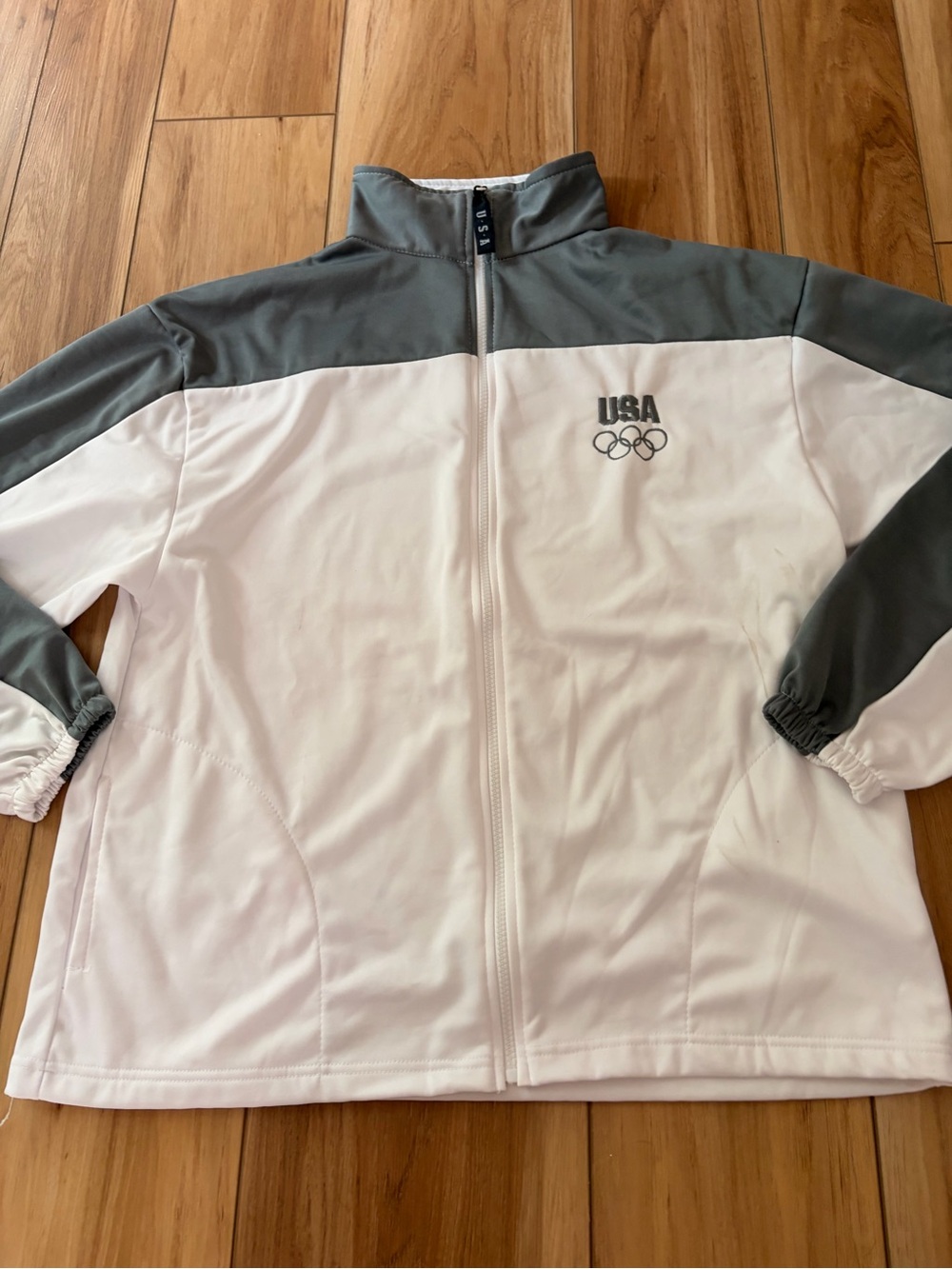 USA Vintage Olympic White and Gray Performance Full-Zip Jacket